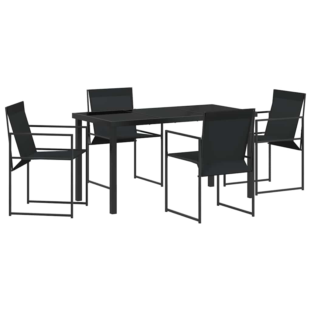 Garden Dining Set 5 pcs Black Textilene & & Powder-coated steel