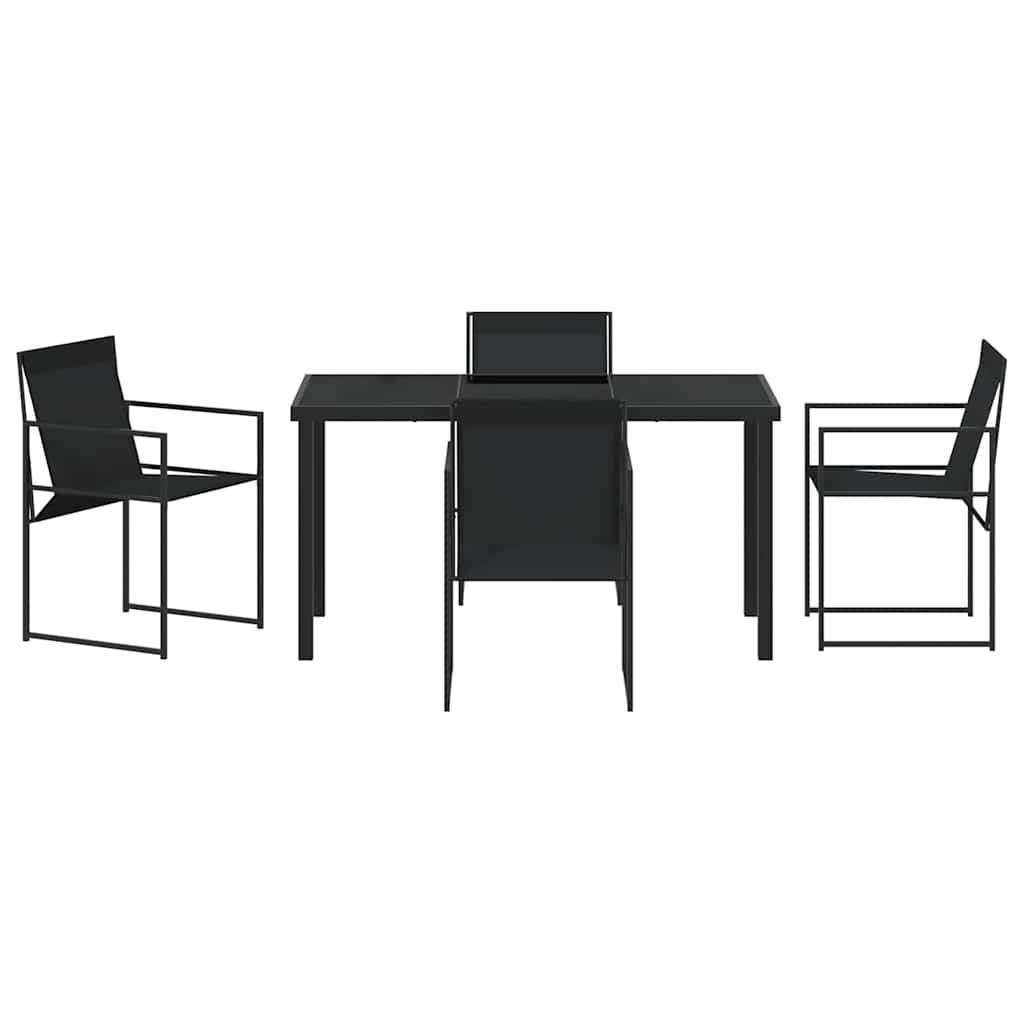 Garden Dining Set 5 pcs Black Textilene & & Powder-coated steel