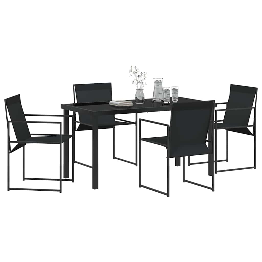 Garden Dining Set 5 pcs Black Textilene & & Powder-coated steel