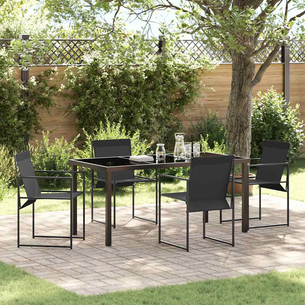 Garden Dining Set 5 pcs Black Textilene & & Powder-coated steel
