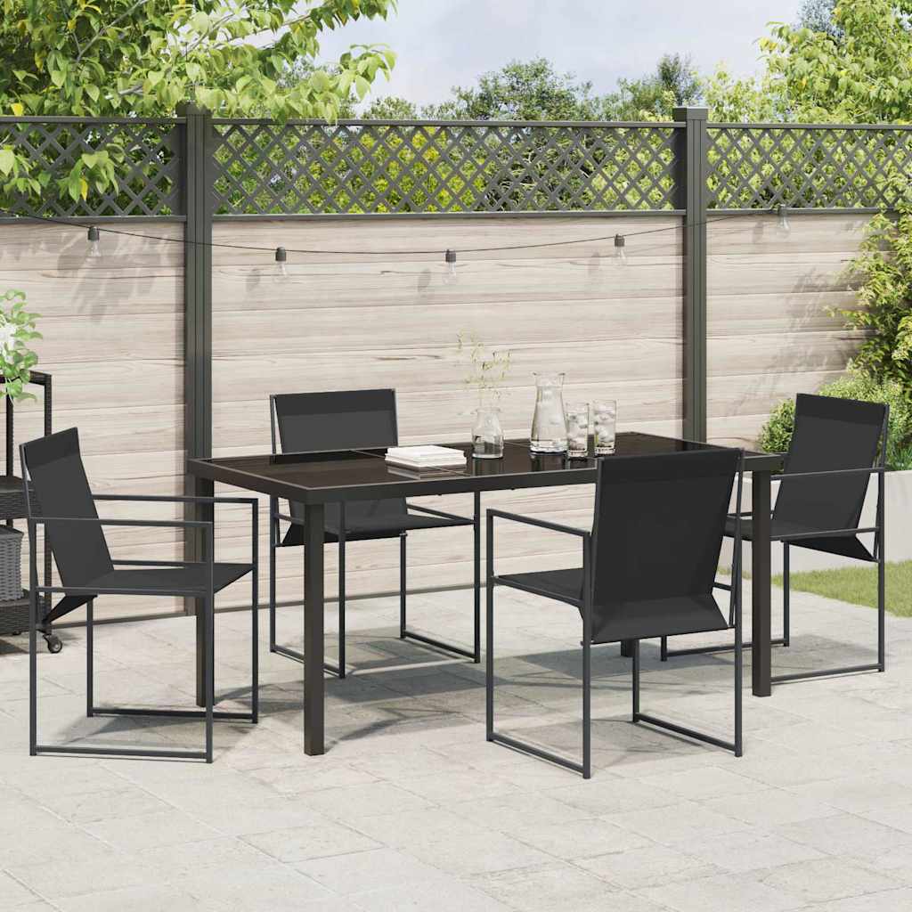 Garden Dining Set 5 pcs Black Textilene & & Powder-coated steel