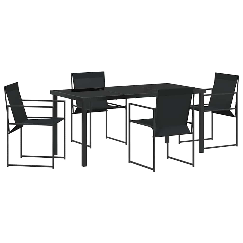 Garden Dining Set 5 pcs Black Textilene & & Powder-coated steel