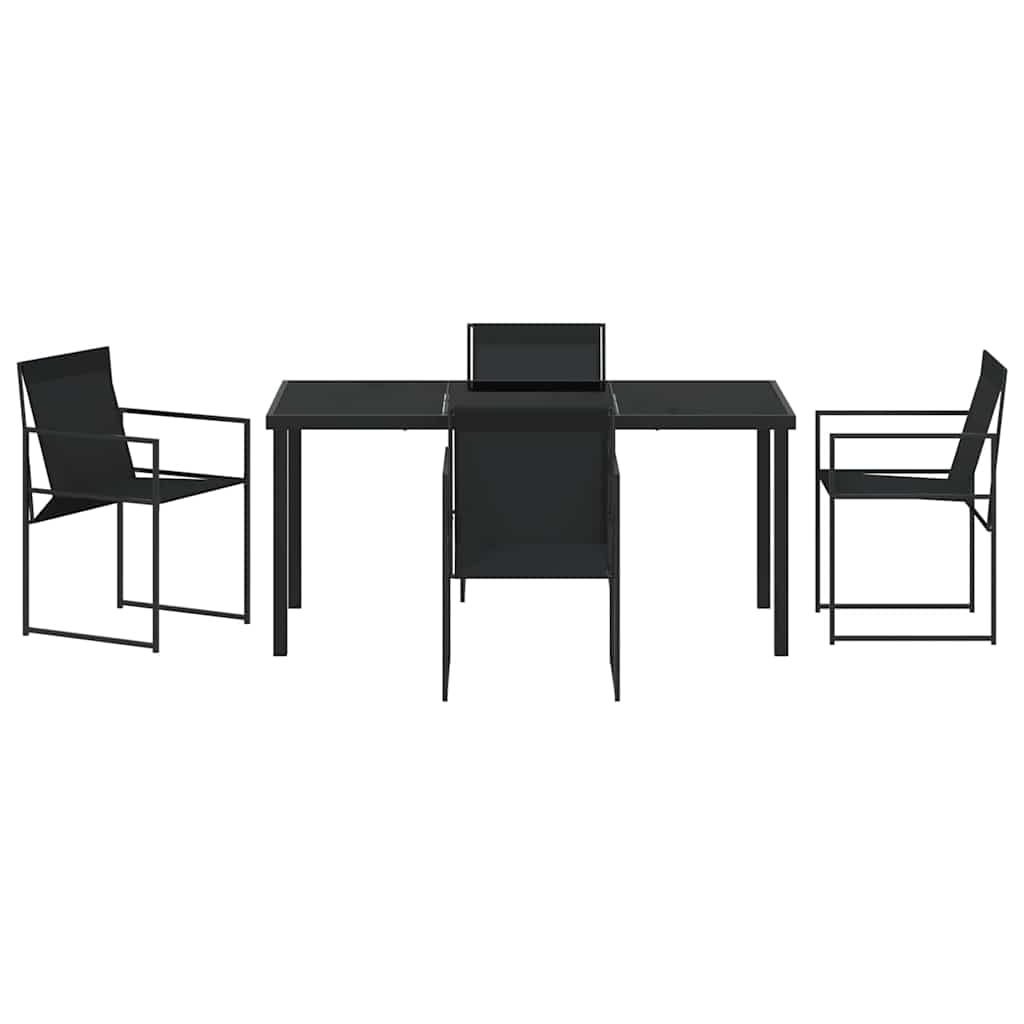 Garden Dining Set 5 pcs Black Textilene & & Powder-coated steel