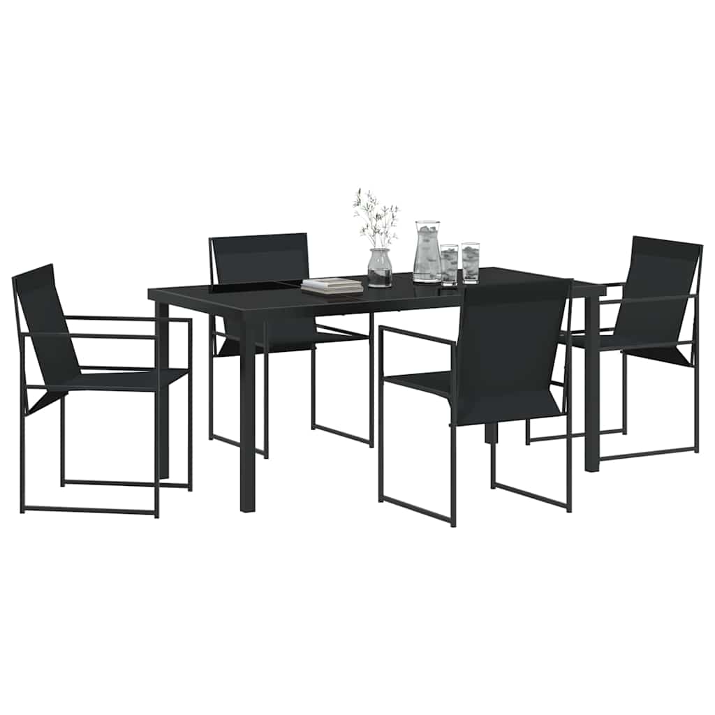 Garden Dining Set 5 pcs Black Textilene & & Powder-coated steel