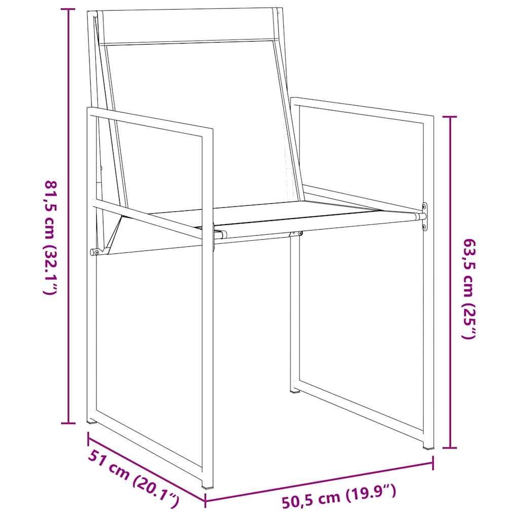 Garden Dining Set 5 pcs Black Textilene & & Powder-coated steel