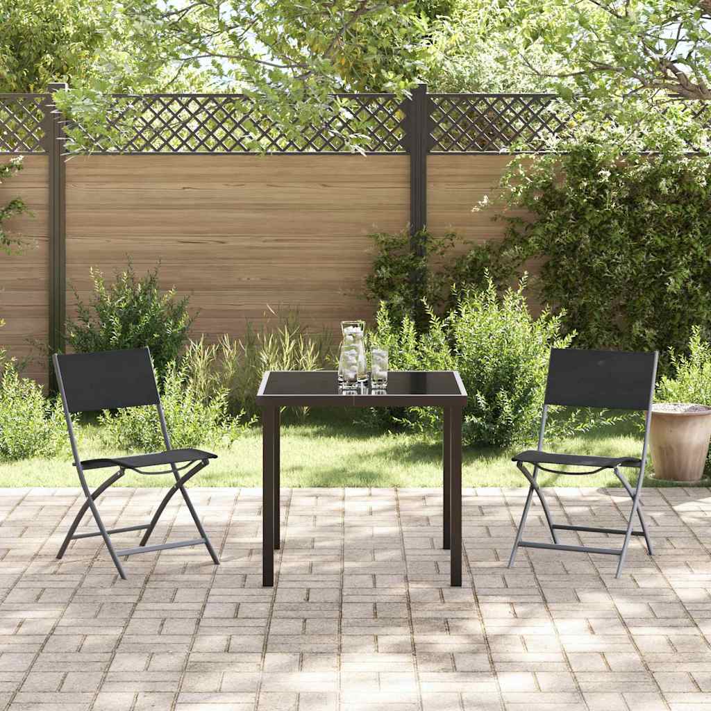 Garden Dining Set Folding 3 pcs Black Textilene and steel