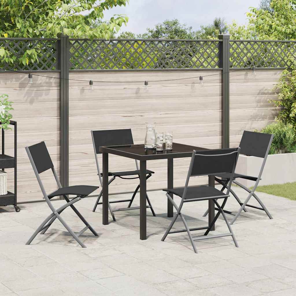 Garden Dining Set Folding 5 pcs Black Textilene and steel