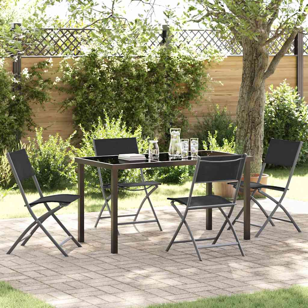 Garden Dining Set Folding 5 pcs Black Textilene and steel