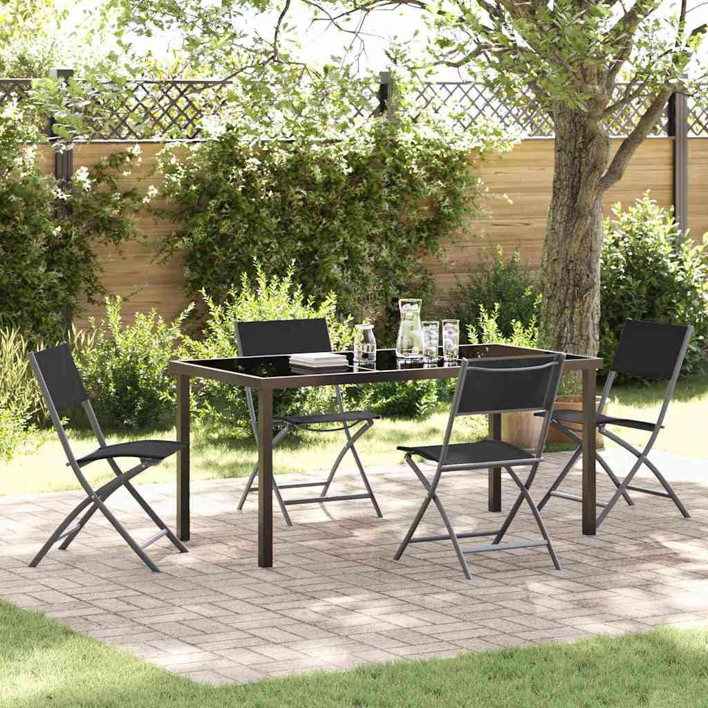 Garden Dining Set Folding 5 pcs Black Textilene and steel