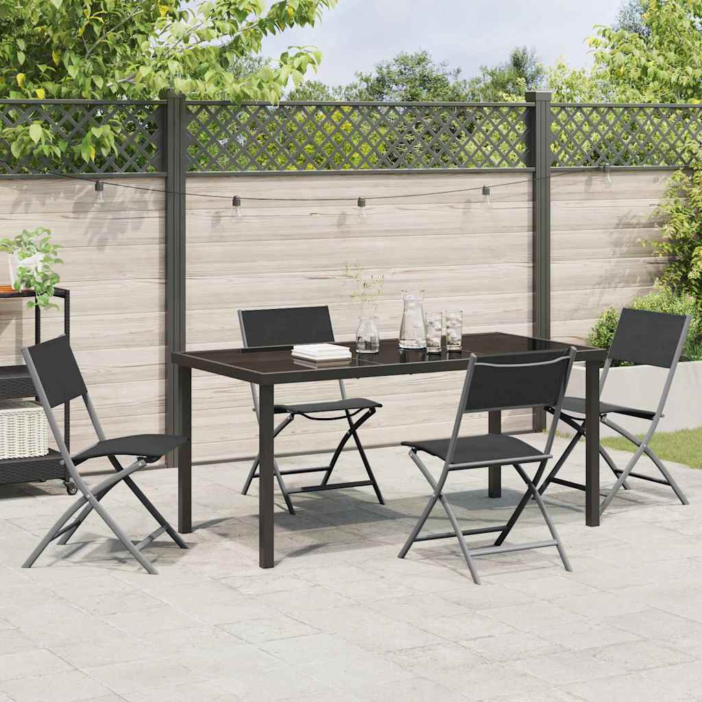 Garden Dining Set Folding 5 pcs Black Textilene and steel