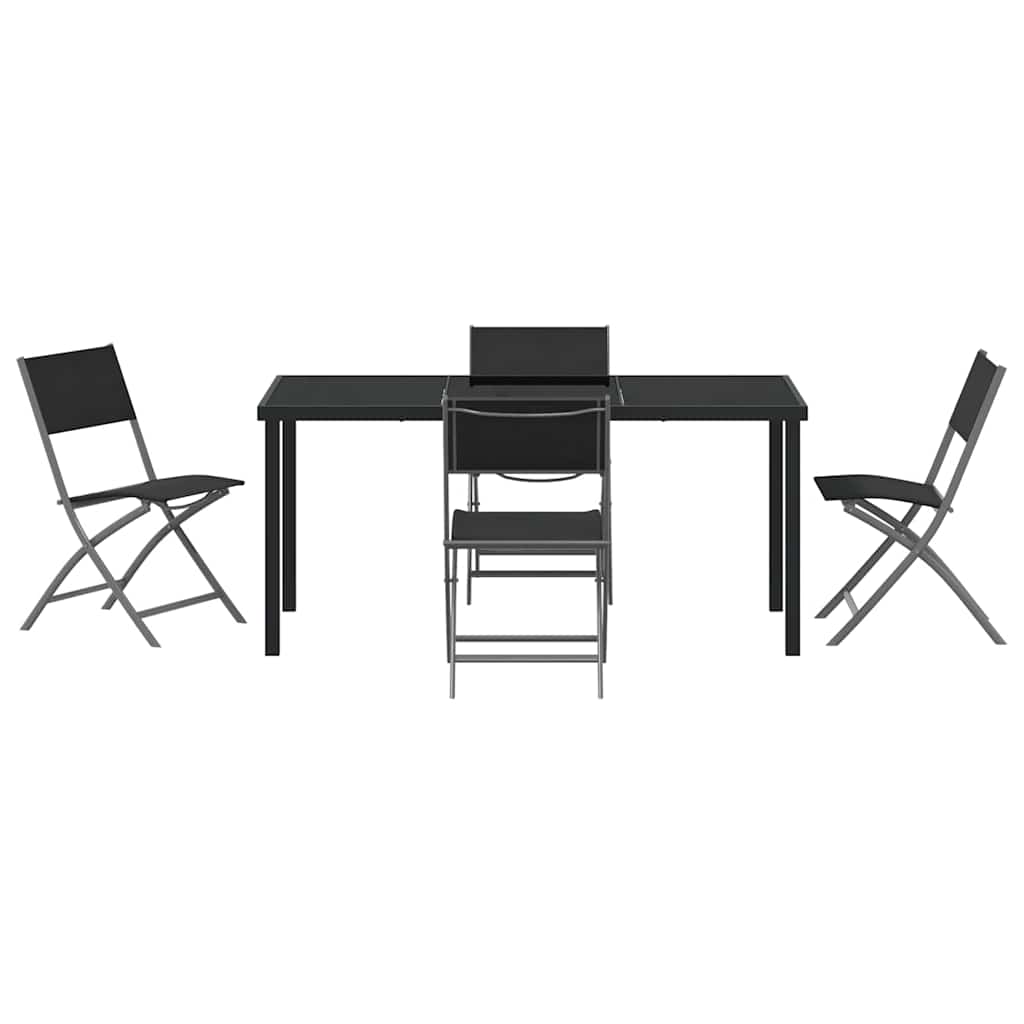 Garden Dining Set Folding 5 pcs Black Textilene and steel