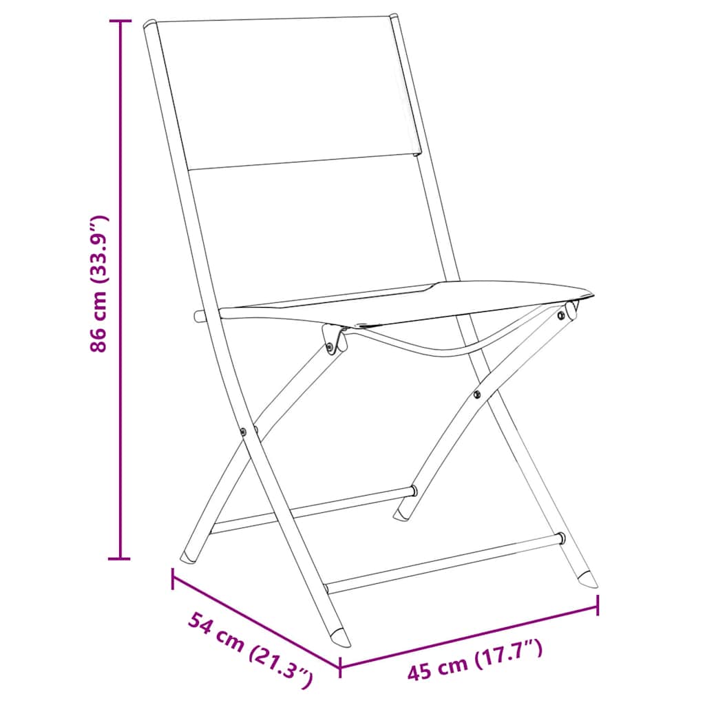 Garden Dining Set Folding 5 pcs Black Textilene and steel