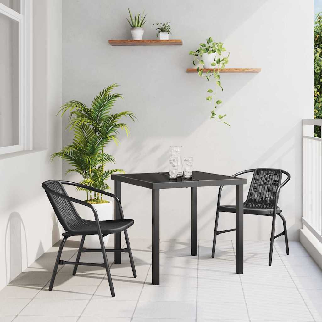 Garden Dining Set 3 pcs Black Poly rattan