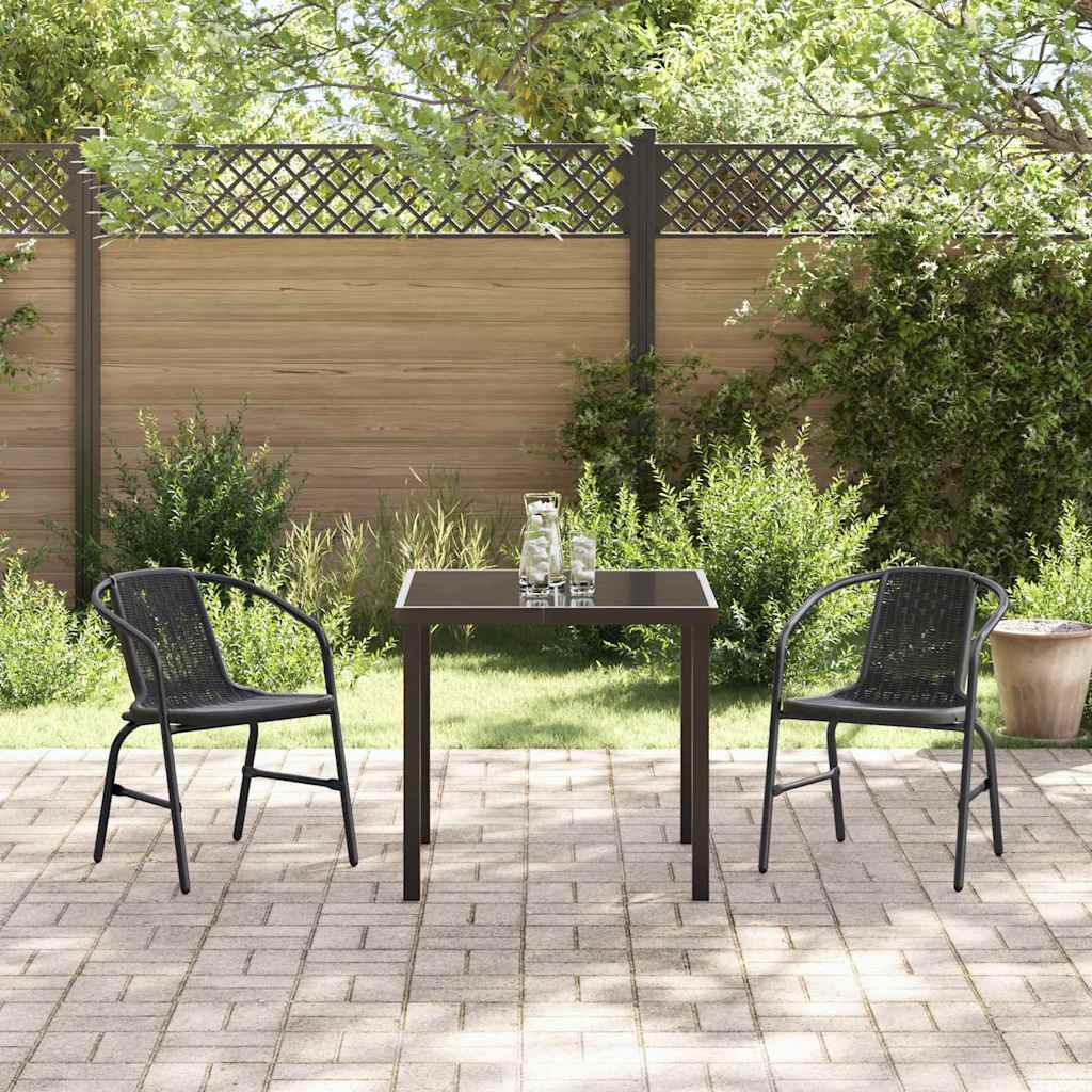 Garden Dining Set 3 pcs Black Poly rattan