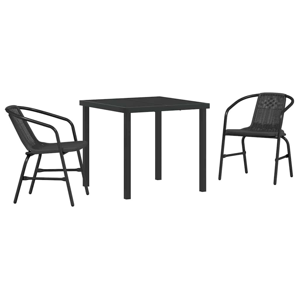 Garden Dining Set 3 pcs Black Poly rattan