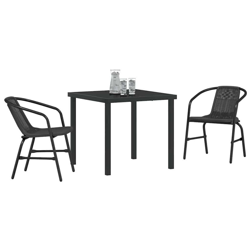 Garden Dining Set 3 pcs Black Poly rattan
