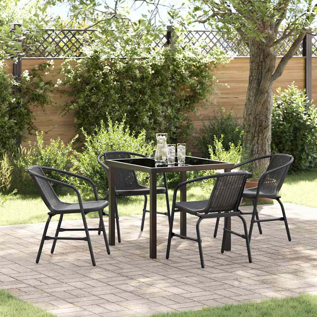 Garden Dining Set 5 pcs Black Poly rattan