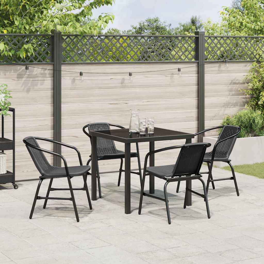 Garden Dining Set 5 pcs Black Poly rattan
