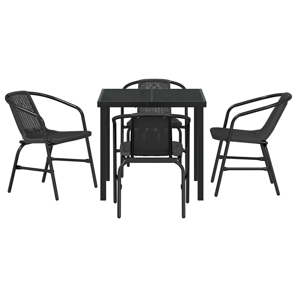 Garden Dining Set 5 pcs Black Poly rattan