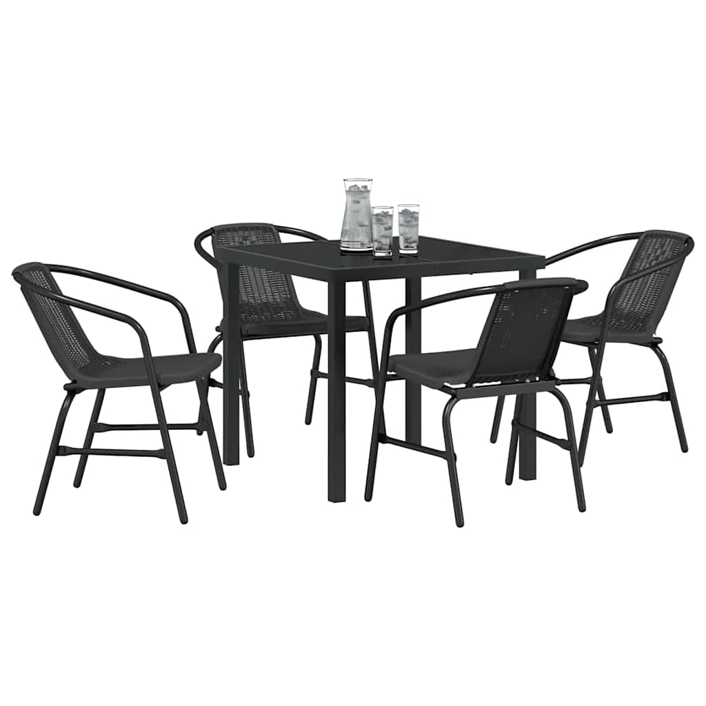 Garden Dining Set 5 pcs Black Poly rattan