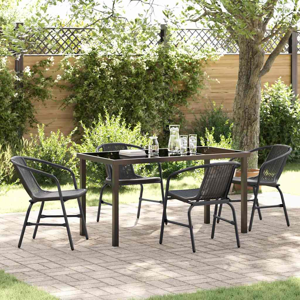 Garden Dining Set 5 pcs Black Poly rattan