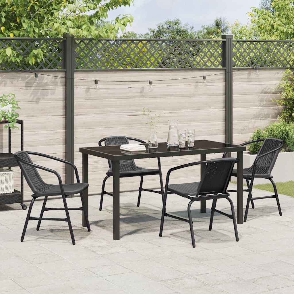Garden Dining Set 5 pcs Black Poly rattan
