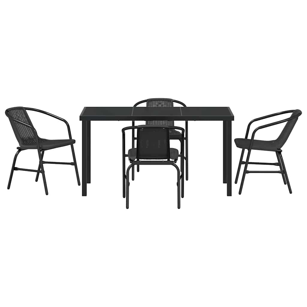 Garden Dining Set 5 pcs Black Poly rattan