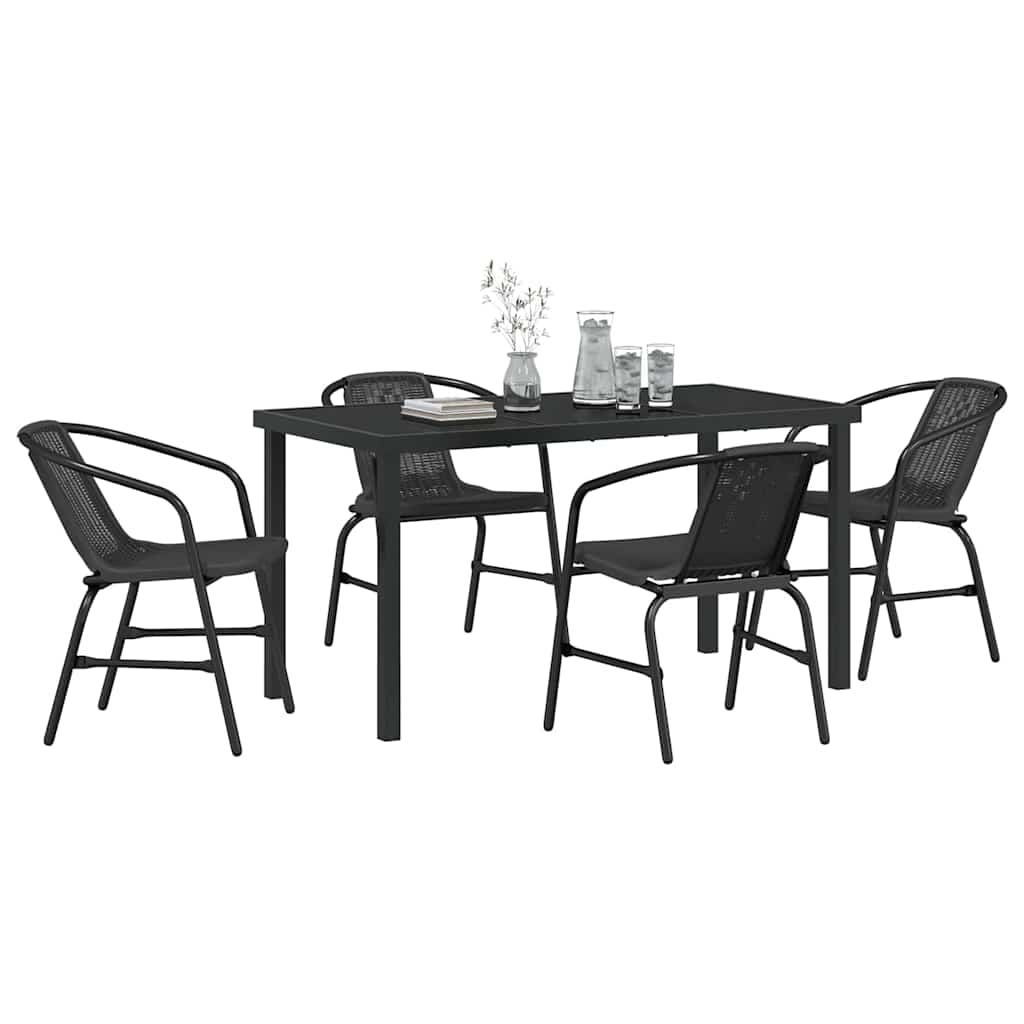Garden Dining Set 5 pcs Black Poly rattan