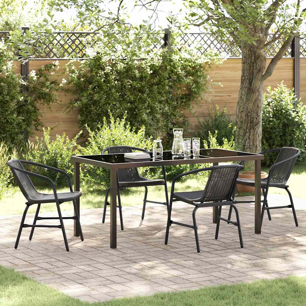 Garden Dining Set 5 pcs Black Poly rattan