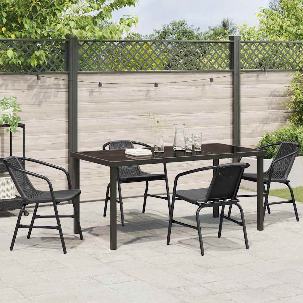 Garden Dining Set 5 pcs Black Poly rattan