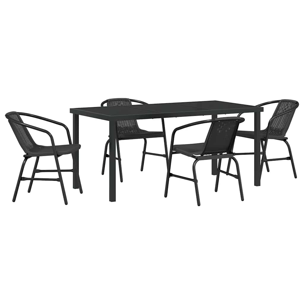 Garden Dining Set 5 pcs Black Poly rattan