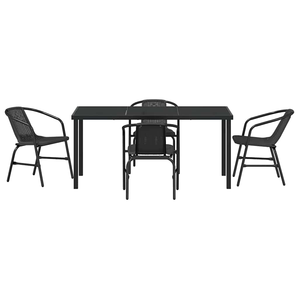 Garden Dining Set 5 pcs Black Poly rattan