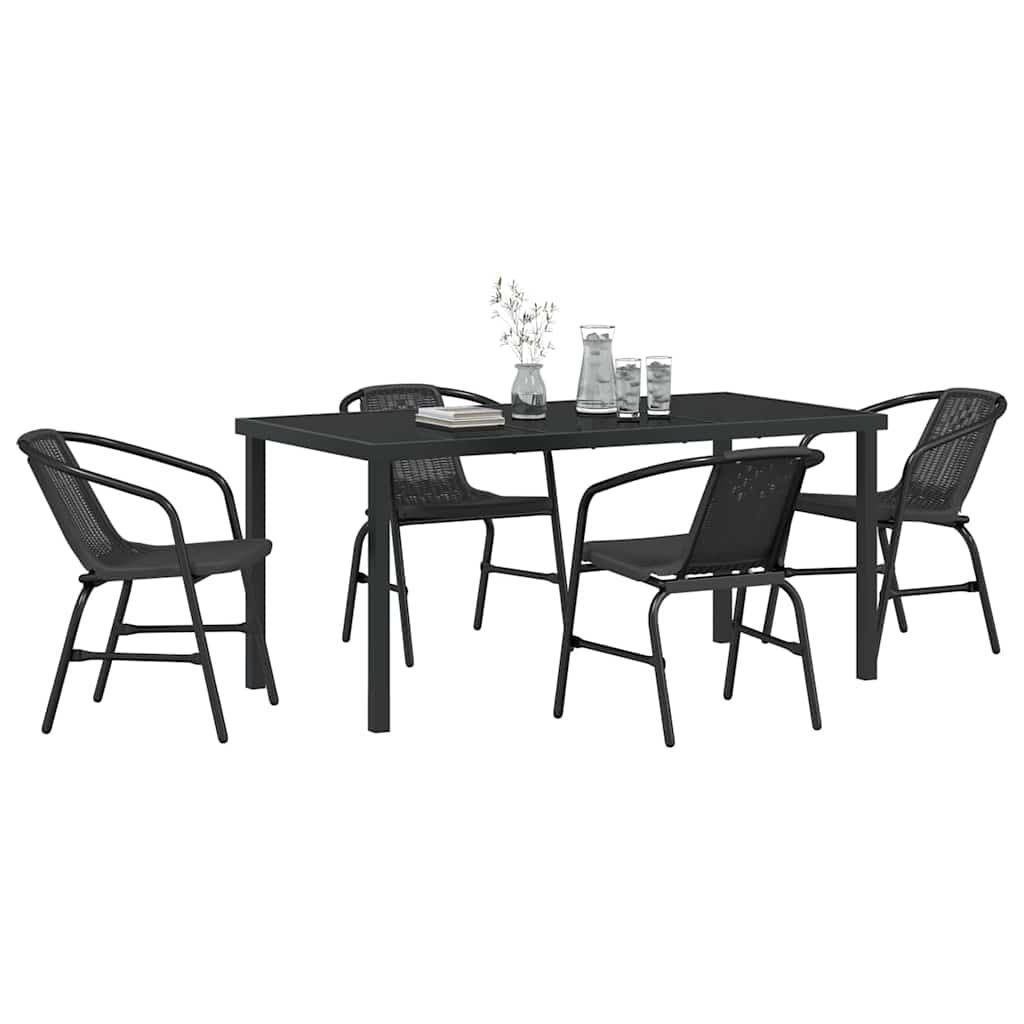 Garden Dining Set 5 pcs Black Poly rattan
