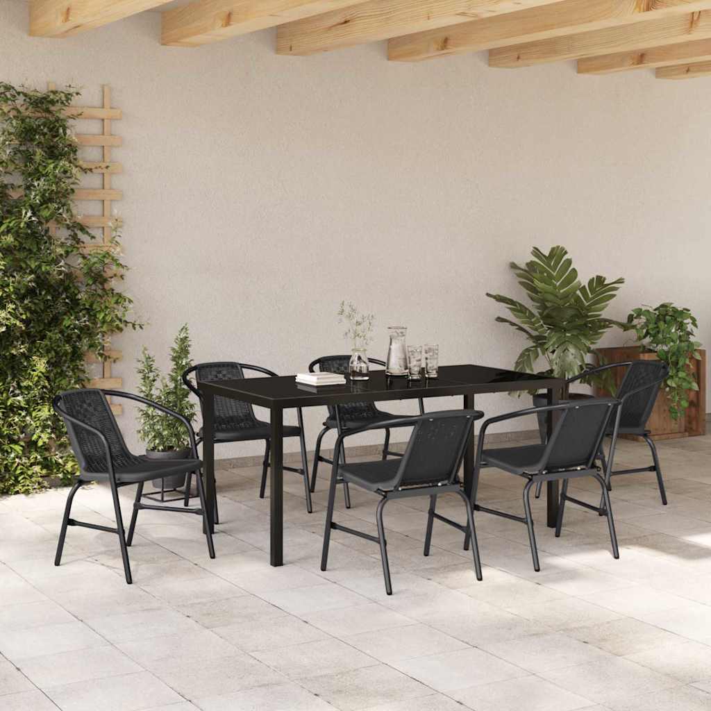 Garden Dining Set 7 pcs Black Poly rattan