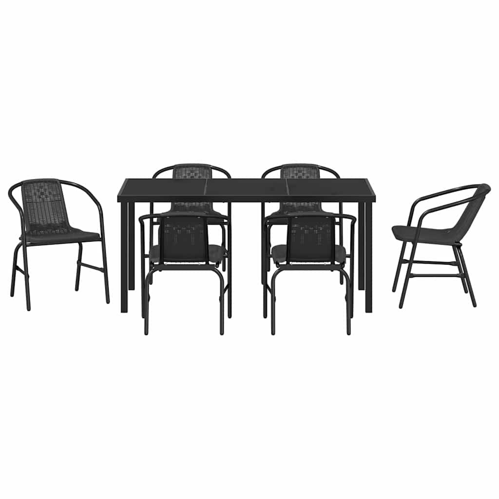 Garden Dining Set 7 pcs Black Poly rattan