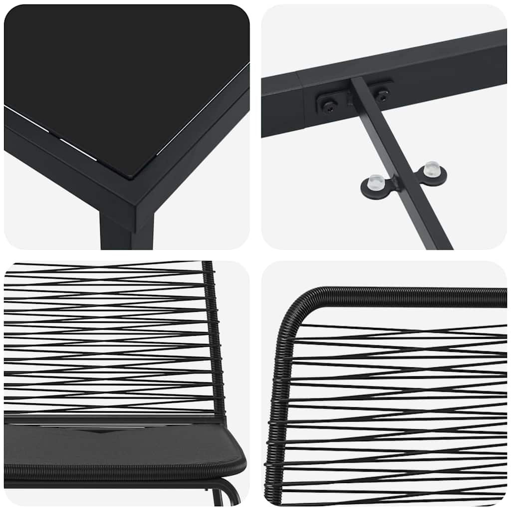 Garden Dining Set 3 pcs Black Poly rattan