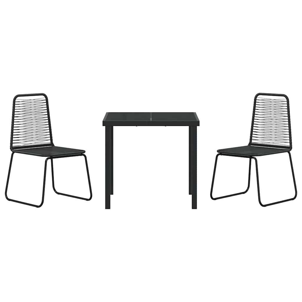 Garden Dining Set 3 pcs Black Poly rattan