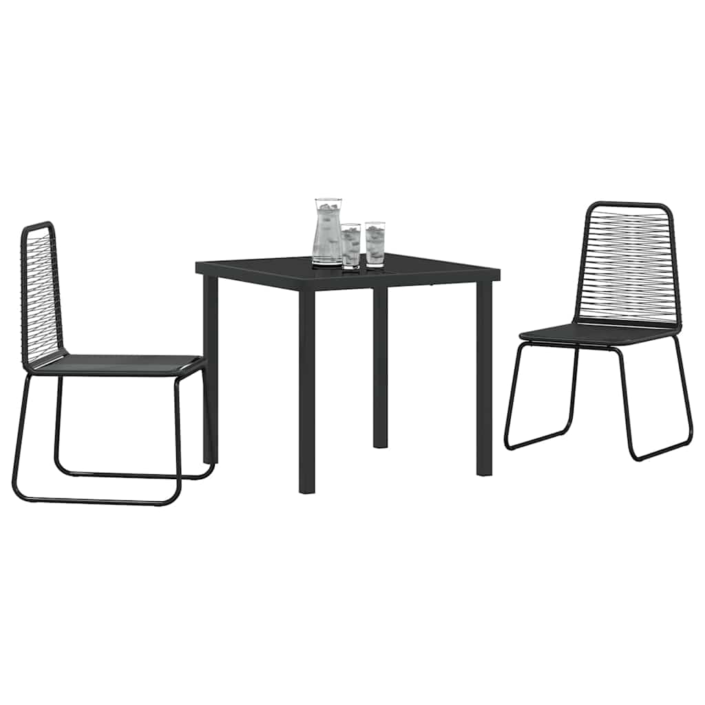 Garden Dining Set 3 pcs Black Poly rattan