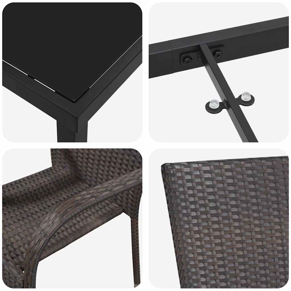 Garden Dining Set 3 pcs Brown Poly rattan