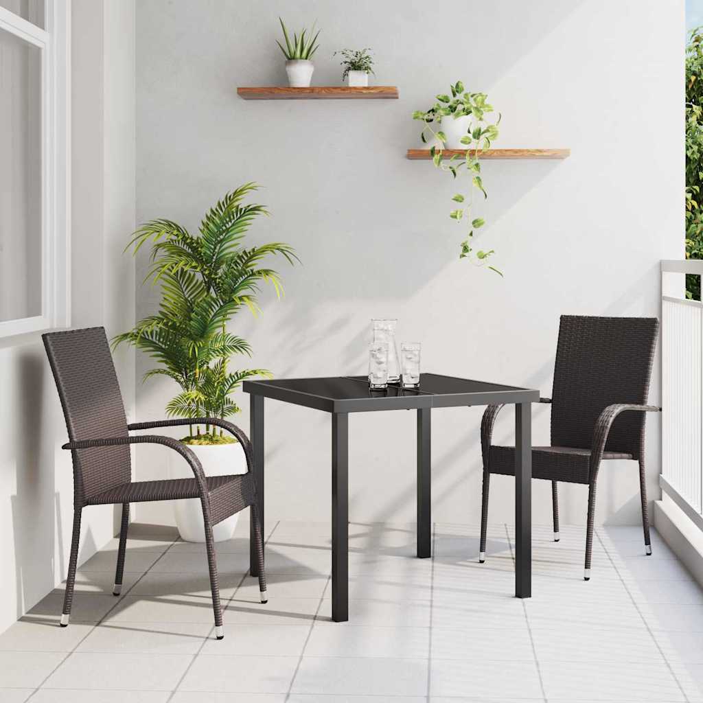 Garden Dining Set 3 pcs Brown Poly rattan