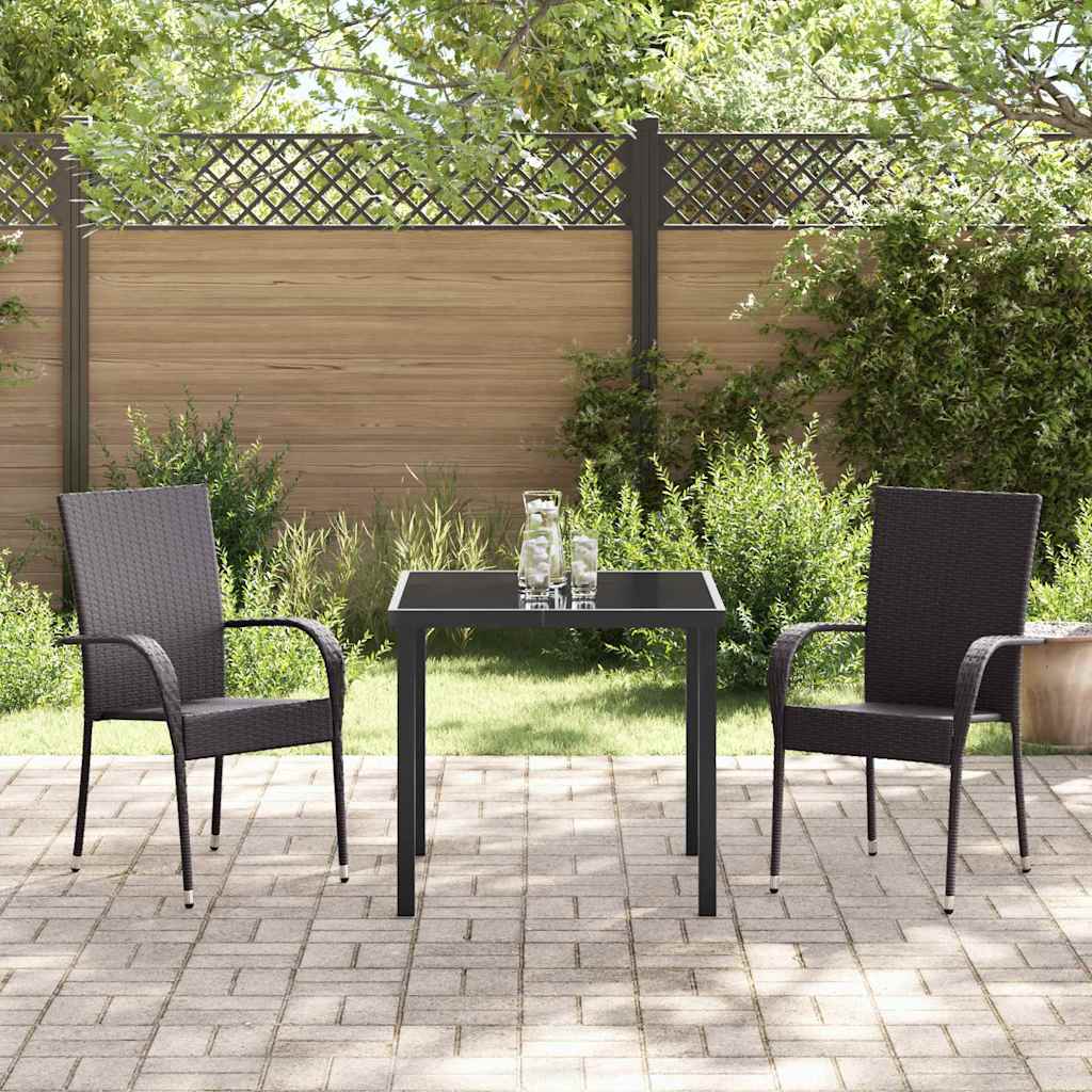 Garden Dining Set 3 pcs Brown Poly rattan