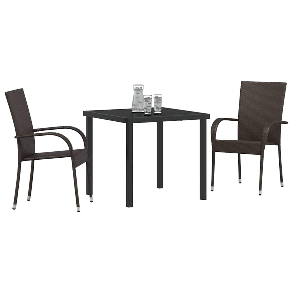 Garden Dining Set 3 pcs Brown Poly rattan