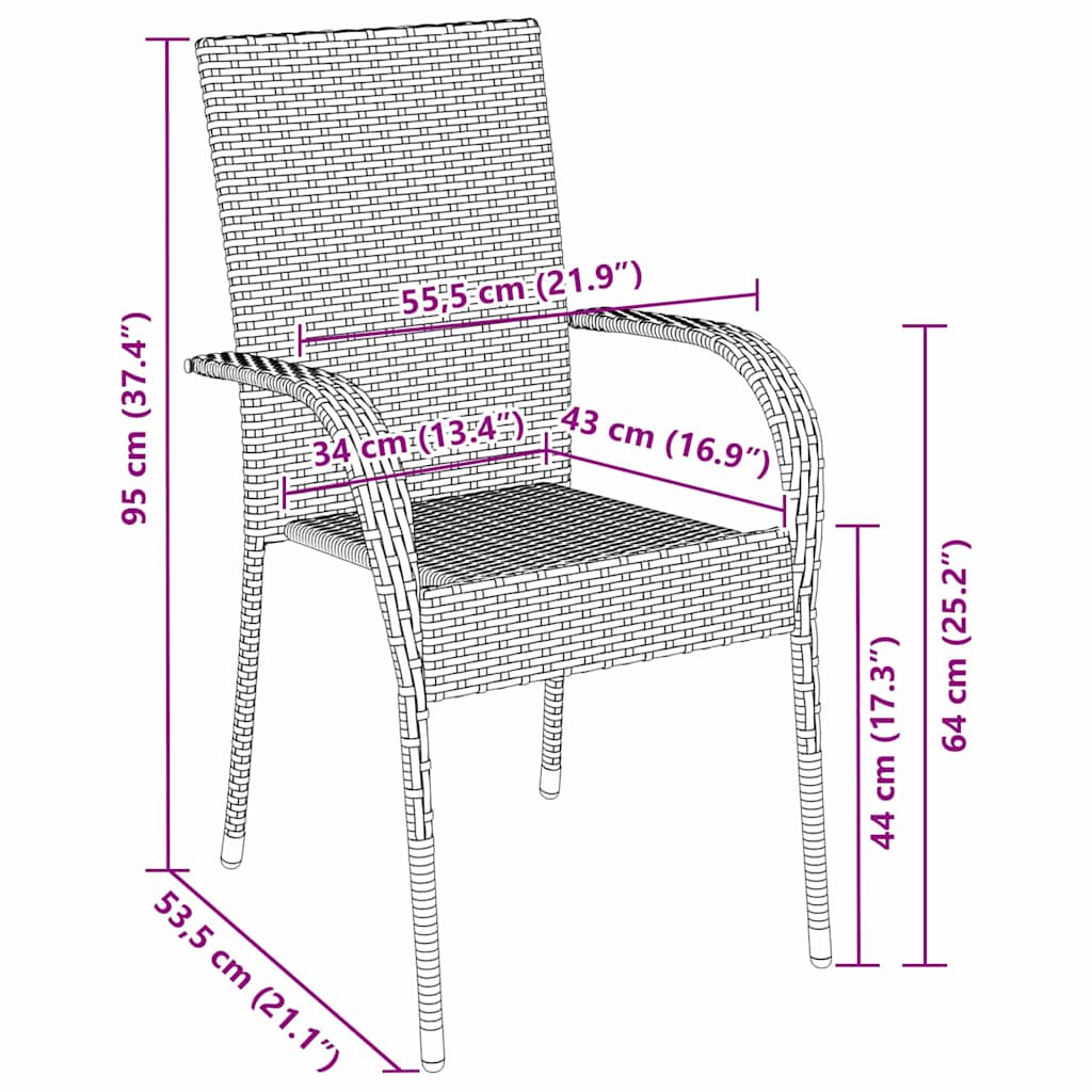 Garden Dining Set 3 pcs Brown Poly rattan