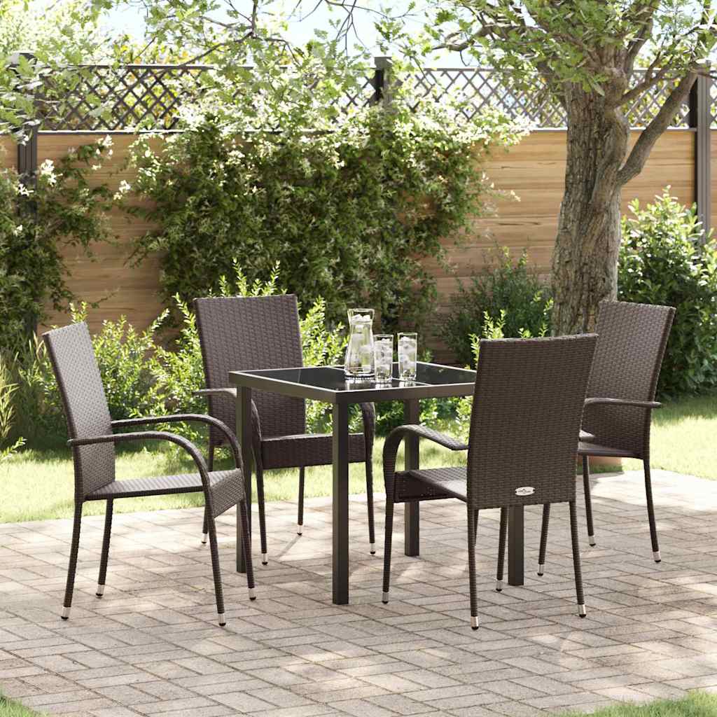 Garden Dining Set 5 pcs Brown Poly rattan