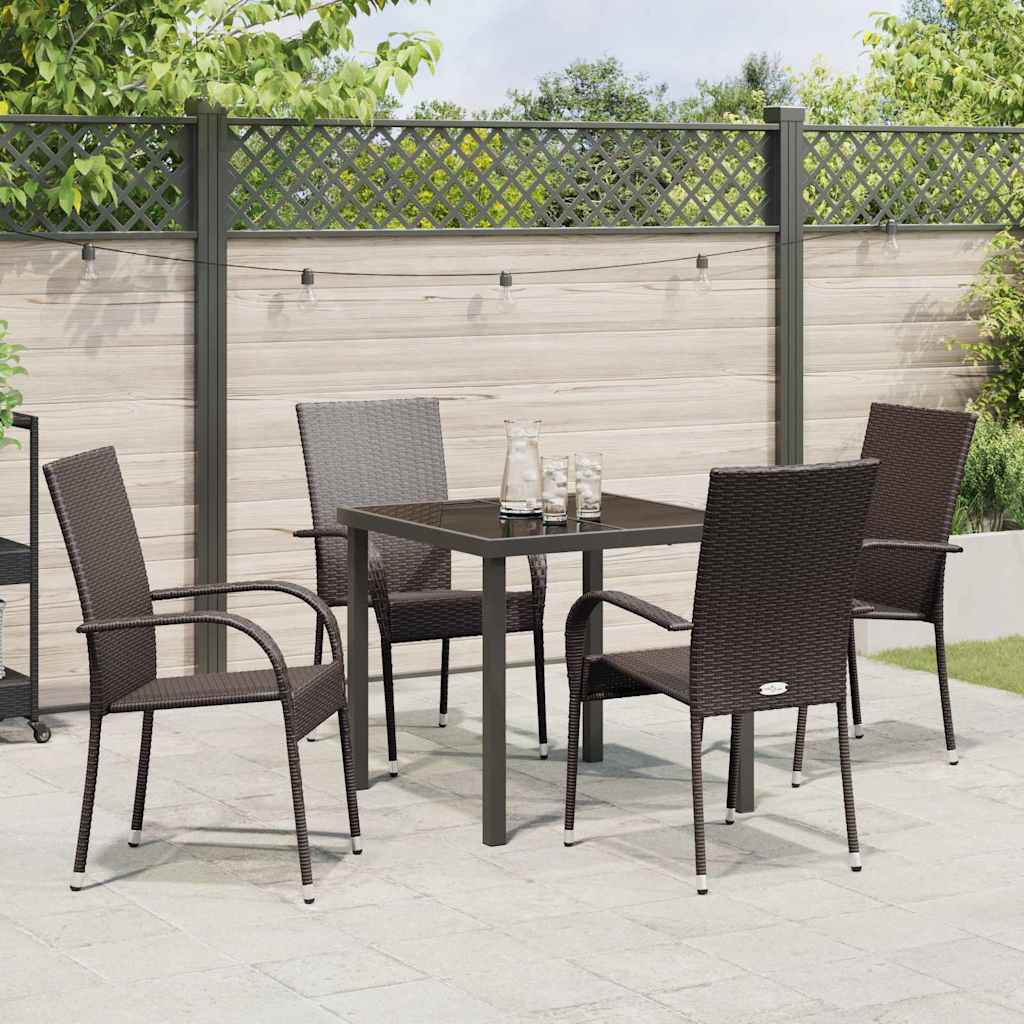 Garden Dining Set 5 pcs Brown Poly rattan