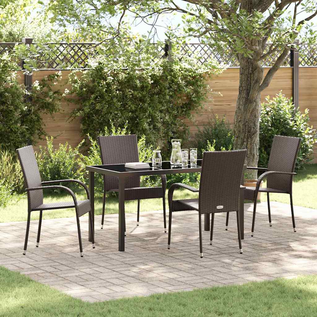 Garden Dining Set 5 pcs Brown Poly rattan