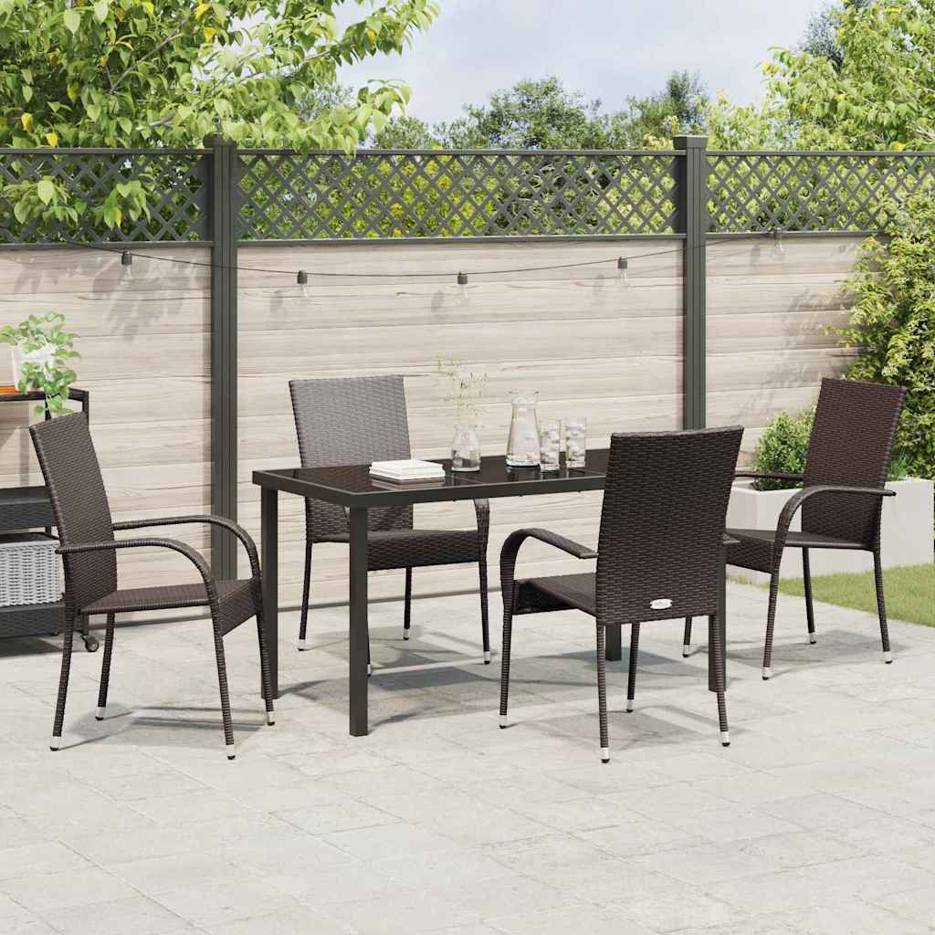 Garden Dining Set 5 pcs Brown Poly rattan