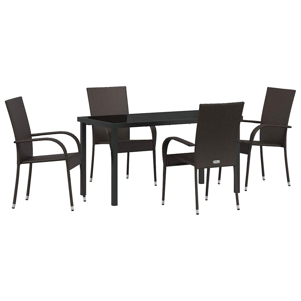 Garden Dining Set 5 pcs Brown Poly rattan