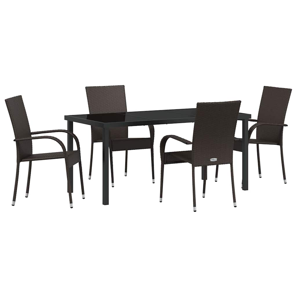 Garden Dining Set 5 pcs Brown Poly rattan