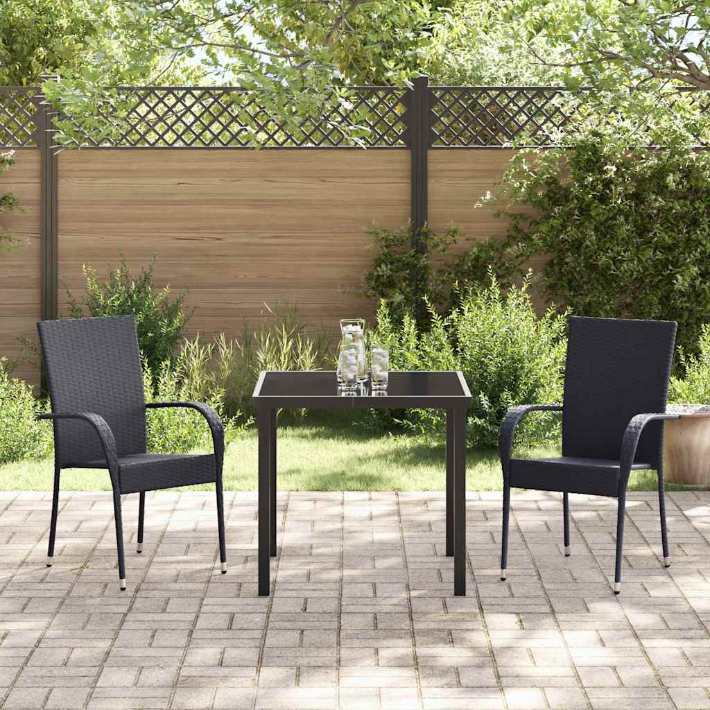 Garden Dining Set 3 pcs Black Poly rattan